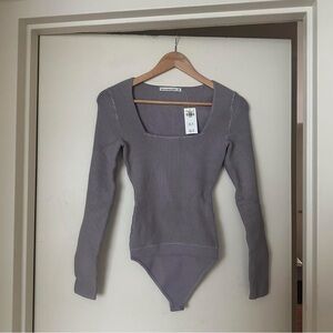 Abercrombie & Fitch Gray Ribbed Bodysuit